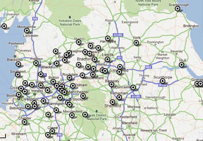 A map of the North of England