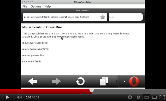 How mouse events work in Opera Mini