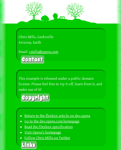 some simple Flexbox application has given us a useful responsive layout - the image shows a one, two and three row layout, at different viewport widths