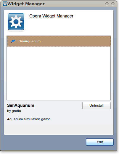 The Widget Manager dialog box for Linux