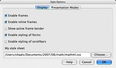 The Opera Kestrel display options