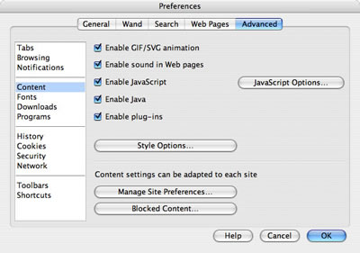 Setting style options in Opera Kestrel