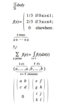 Sample MathML output