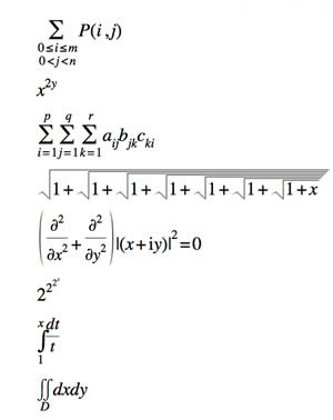 More sample MathML output