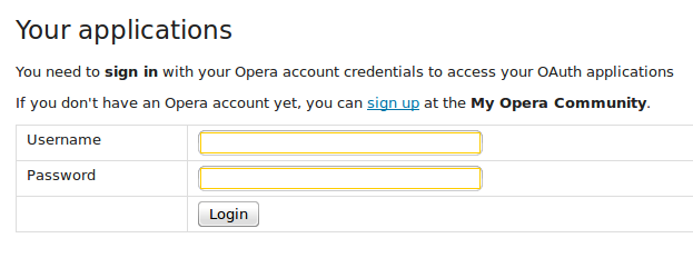 Registering new applications on Opera's OAuth provider