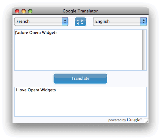 Application widget with chrome
