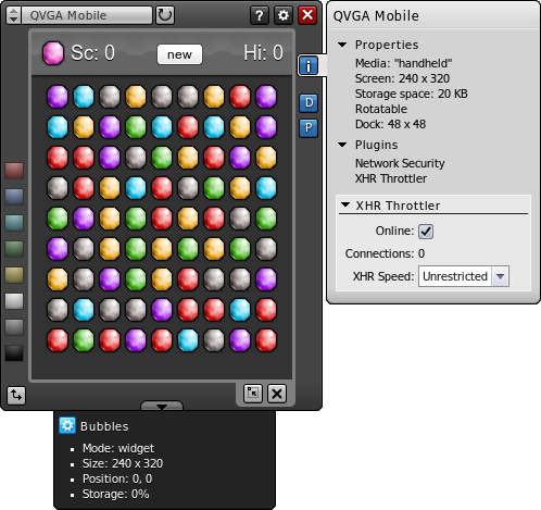 Screenshot of the Widget Emulator