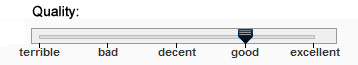 Slider control with discrete values to indicate quality