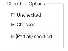 Three checkboxes; unchecked, checked, and partially checked