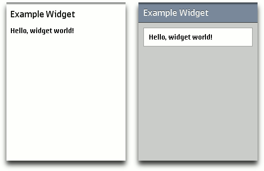 Our example widget before and after applying CSS.