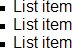 Screenshot of a list with square bullets
