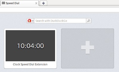 Clock extension installed in the Opera browser's Speed Dial.