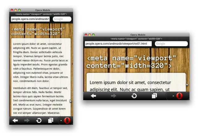 screenshots of pages using a viewport width of 320px