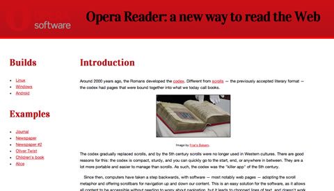 Our example Opera Reader tutorial site