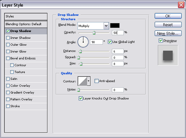 Adding a drop shadow.