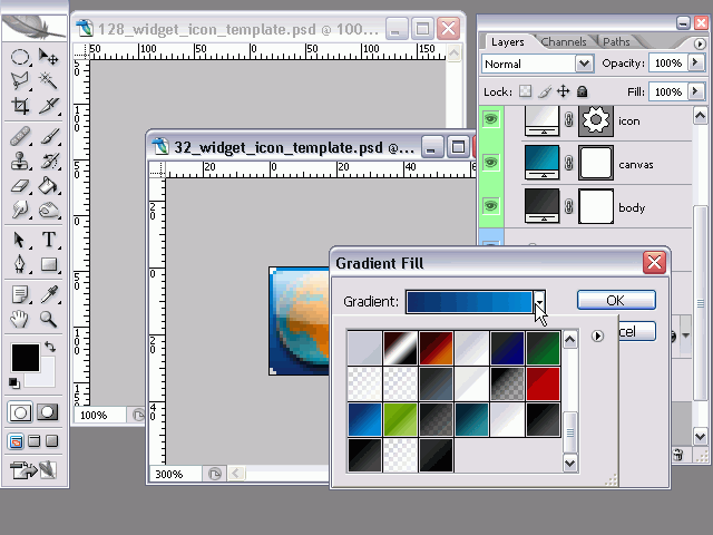 Selecting the saved gradient