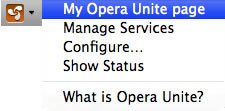 Bottom left Opera Unite icon when enabled