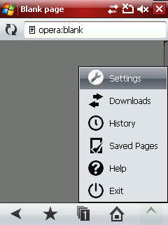 Screenshot of the Opera Mobile 9.7 user interface