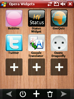 Screenshot of the Opera Mobile 9.7 user interface