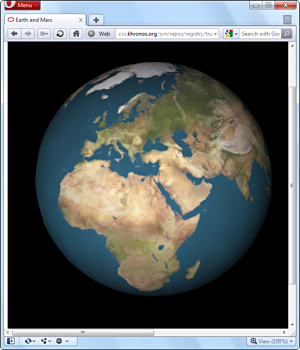 A WebGL demo running in the Opera 11 preview with WebGL and Hardware Acceleration for Windows