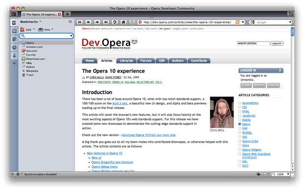 The new Opera 10 user interface