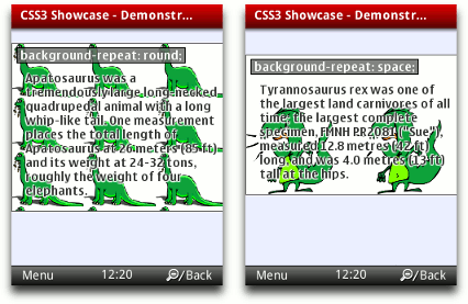 The difference between background-repeat’s round and space attributes.