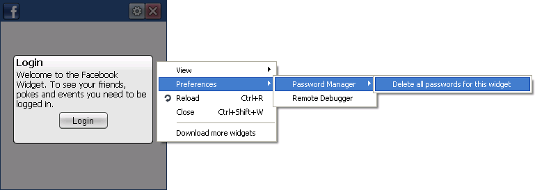 The context menu to delete passwords