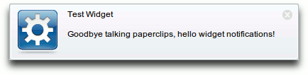 A sample widget notification