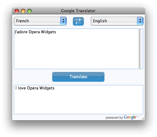 An example of Application Mode on a widget