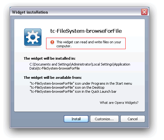 The widget File I/O dialog box